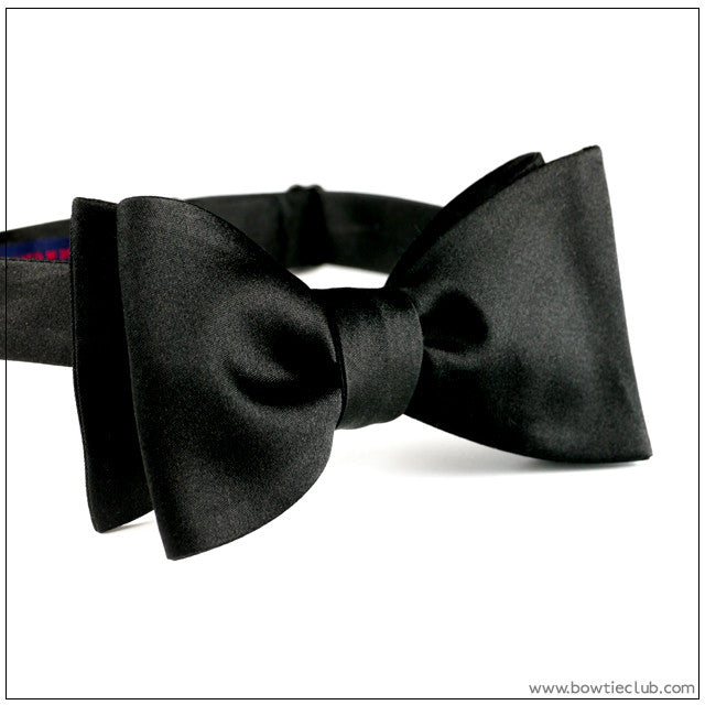 English Black Silk Satin Bow Tie