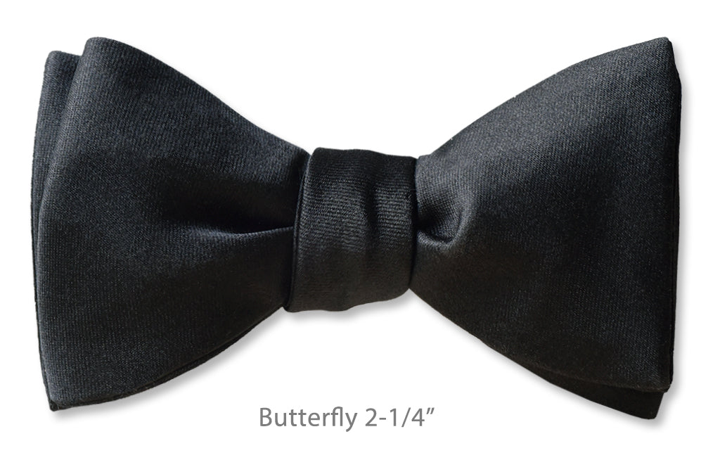 Black Satin Butterfly 2-1/4" Bow Tie