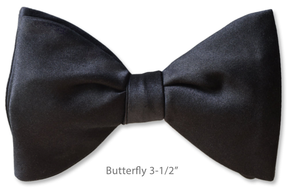 Black Satin Butterfly 3-1/2" Bow Tie