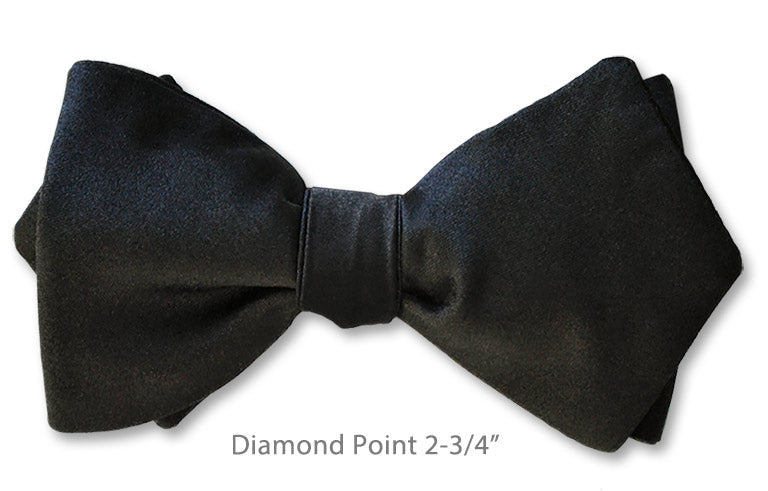 Black Satin Diamond Point 2-3/4" Bow Tie