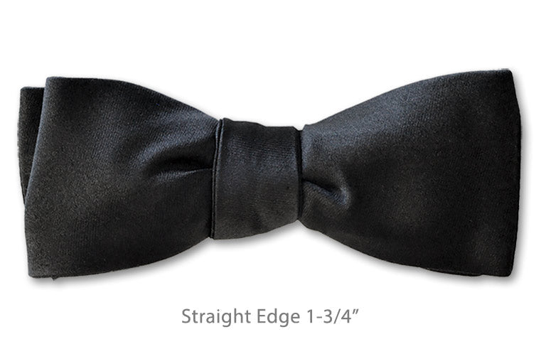 Black Satin Straight Edge 1-3/4" Bow Tie