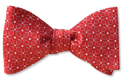 Cosmos bright red woven floral bow tie