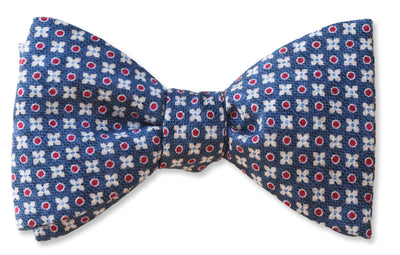 Delft blue cotton bow tie from The Bow Tie Club