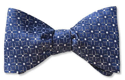 Delphinium deep blue woven silk floral mens bow tie