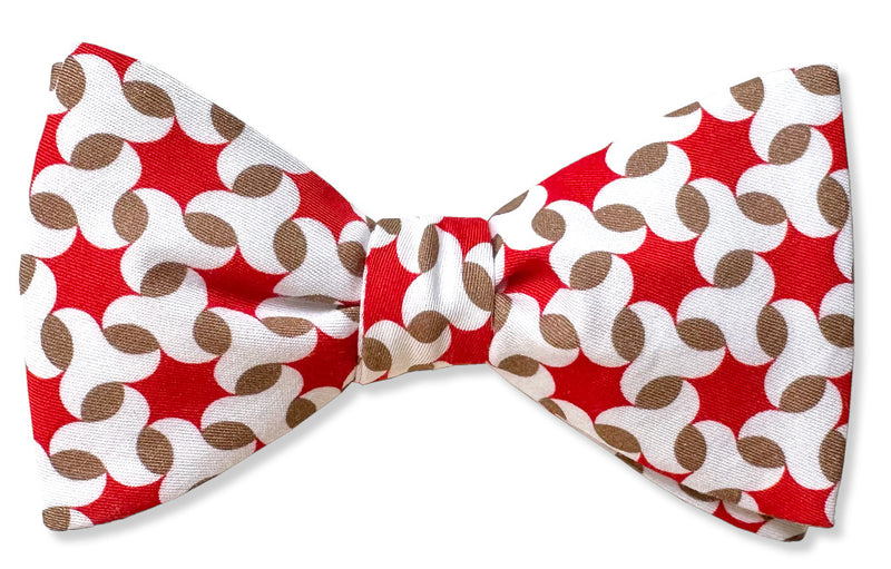 Pinwheel Pattern Cotton Red And White Men's Bow Tie