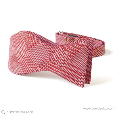 self tie bow tie in red glen plaid woven silk