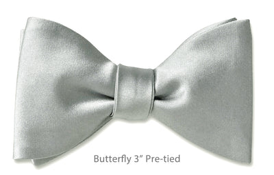 Light Grey Satin 3" Butterfly Pre-tied