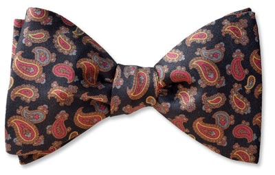 Black paisley Men's silk bow tie