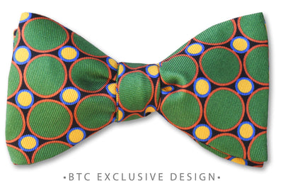 Green Circle and Dot Bow tie for men