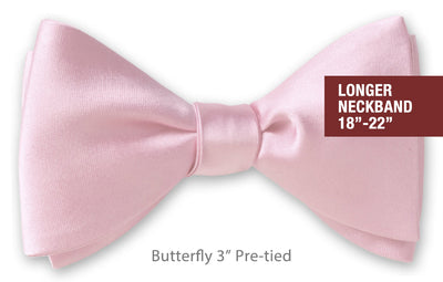 Soft Pink Satin 3" Butterfly Pre-tied 18-22"