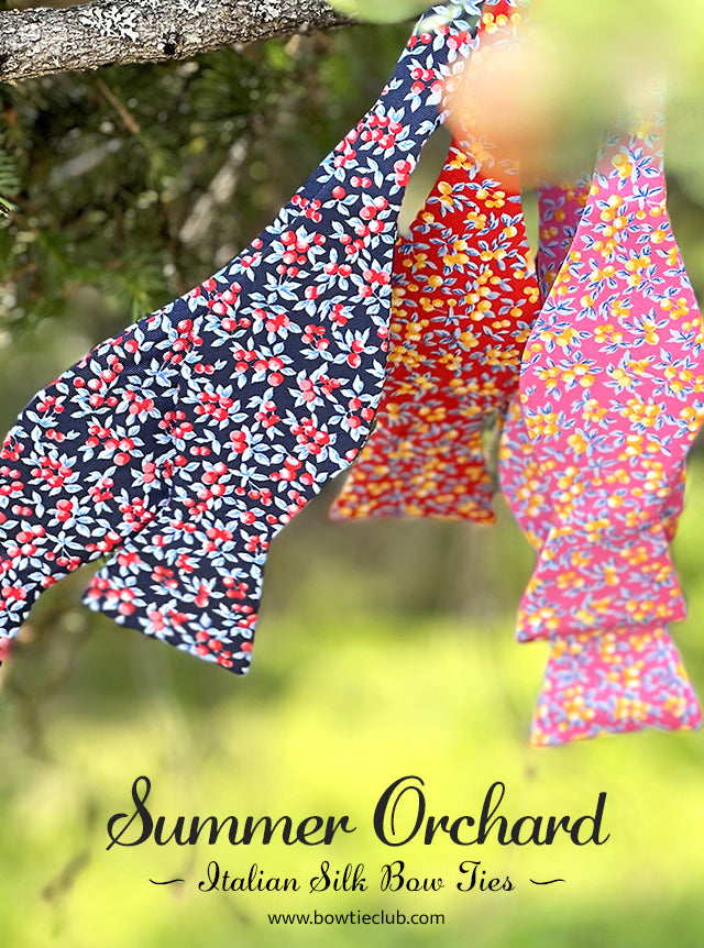 Summer Orchard Navy Bow Tie
