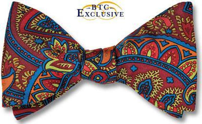 bow ties paisley burgundy lime silk american made