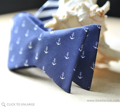 Blue Anchor Bow Tie