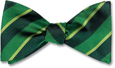 British Woven Stripes Silk Bow Tie Green