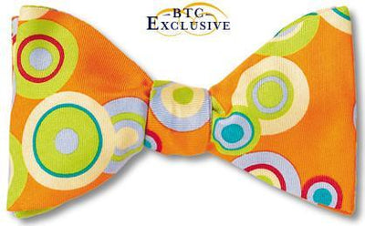 bow ties designer american made orange silk circles