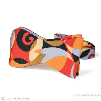 Fitzgerald Silk Swirl Men's self tie Bow Tie In Silver Red and Black