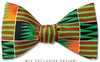 Ghana Kente Cloth Orange Black and Green Silk Bow Tie