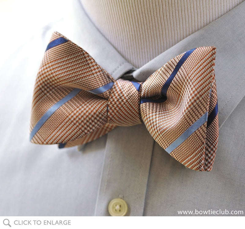 Brown Glen Plaid Silk Bow Tie