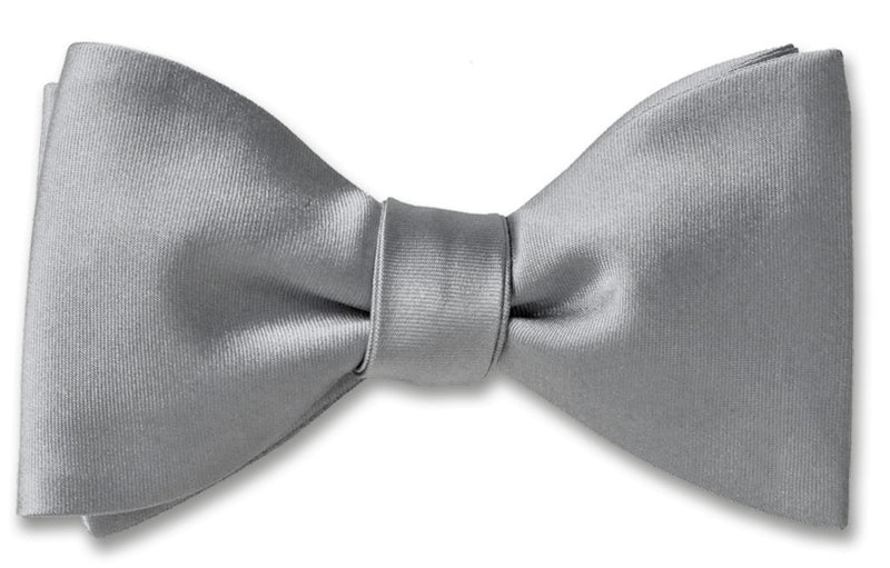 Grey Satin Bow Tie