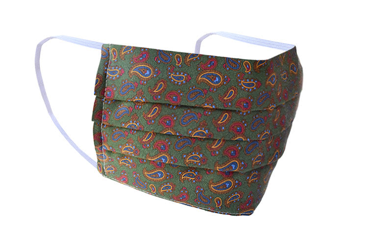 Hunter Green Paisley Cotton Mask