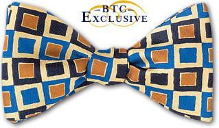 bow ties designer american made blue brown silk
