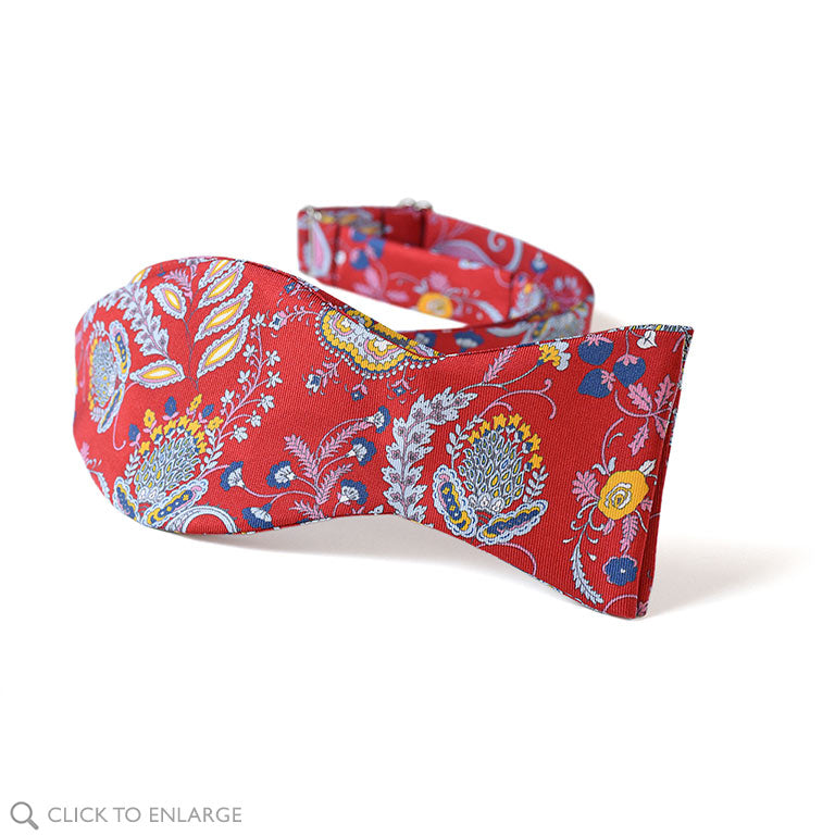 Red Floral Pre-tied Bow Tie