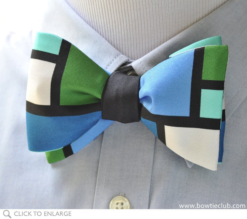 color block pre-tied bow tie