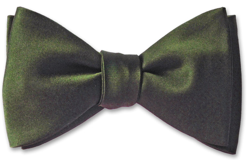 Dark Olive Green Satin Bow Tie
