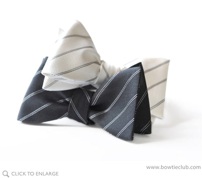 Black and white stripes silk formal bow tie