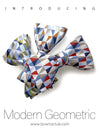 A trio of Triangular Bow Ties Made from Printed Italian Silk