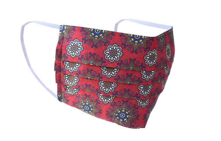 Red Starburst Comfortable Pleated Cloth Face Mask