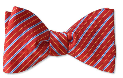 Red holly striped Christmas bow tie