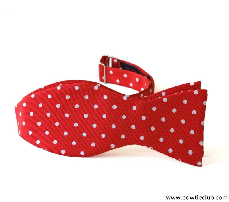 Red Polka Dots Silk Bow Tie | Red Robin
