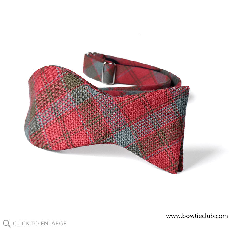 Robertson Red Weathered Wool Tartan Bow Ties