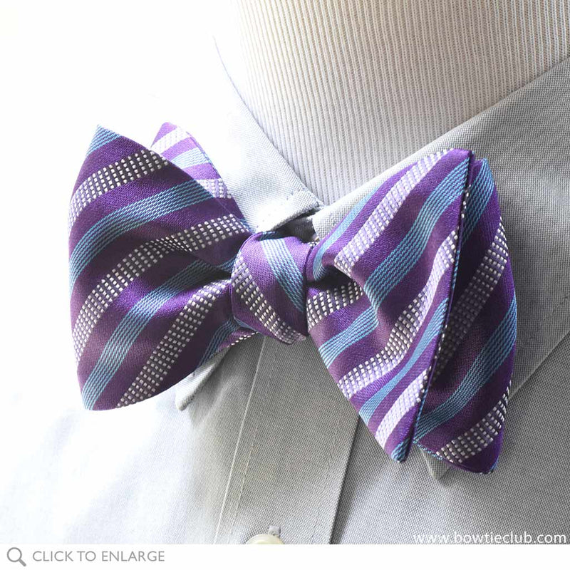 Purple Stripe Pre-tied bow tie