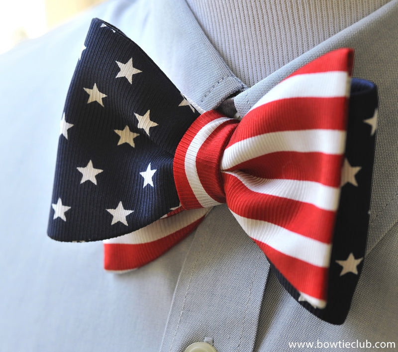 American Flag Men's Silk Bow Tie 