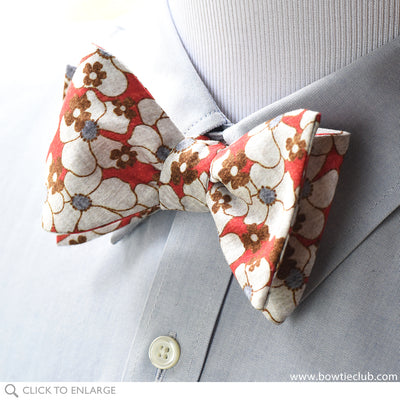 Summer Garden Red Cotton Bow Tie