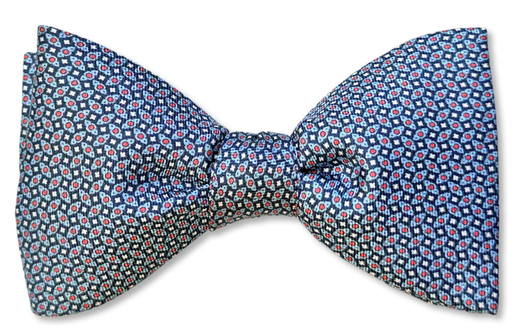 Navy and Light Blue Micro Dot Design Men's Silk Bow Tie Made in America