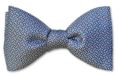Navy and Light Blue Micro Dot Design Men's Silk Bow Tie Made in America