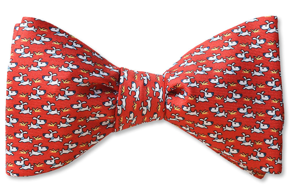 Dog Bow Tie In Red Italian Silk