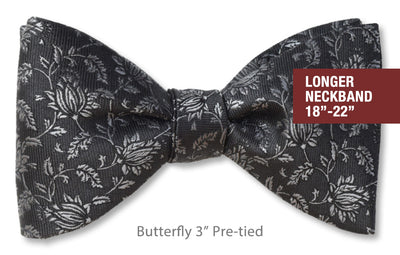 Black Jasper 3" Butterfly Pre-tied 18-22"