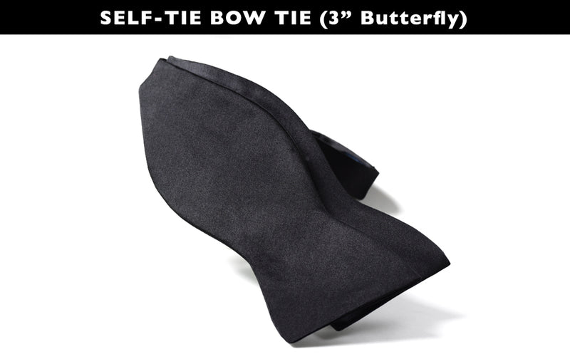 Black Satin Butterfly 3" Self Tie 15-18"
