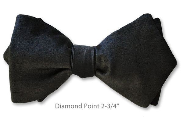 Formal Black Satin Diamond Point Bow Tie | www.bowtieclub.com