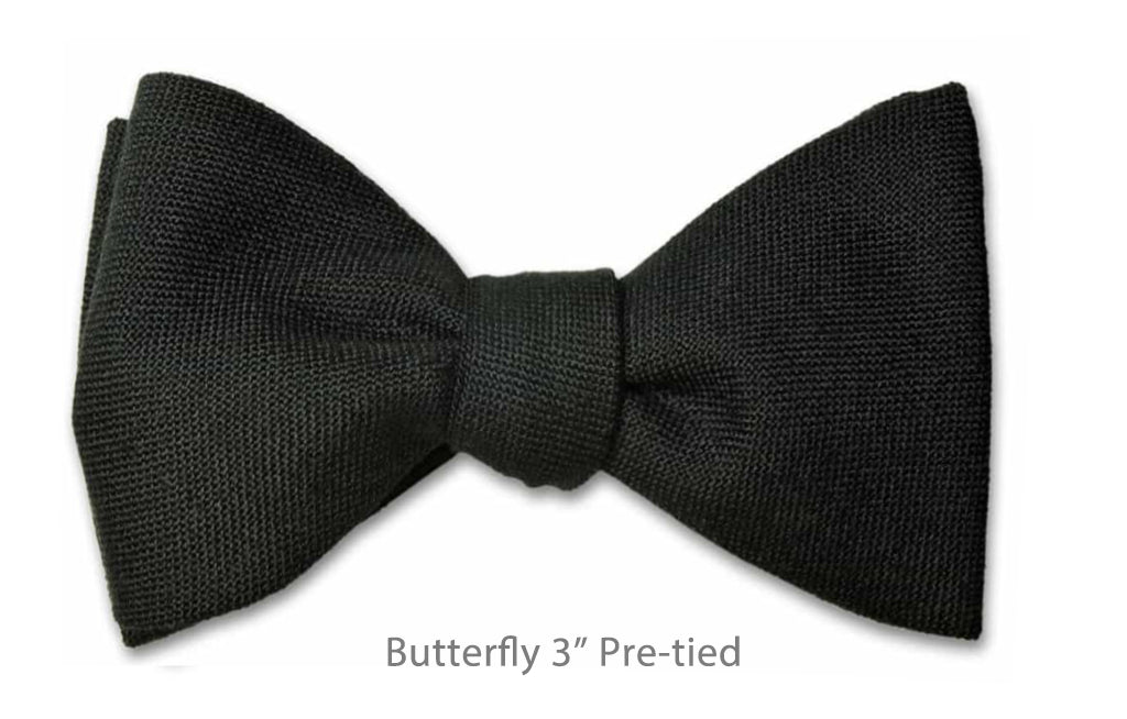 Black Wool 3" Butterfly Pre-tied