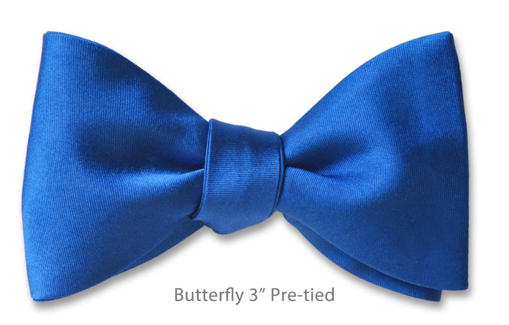 Blue Satin 3" Butterfly Pre-tied