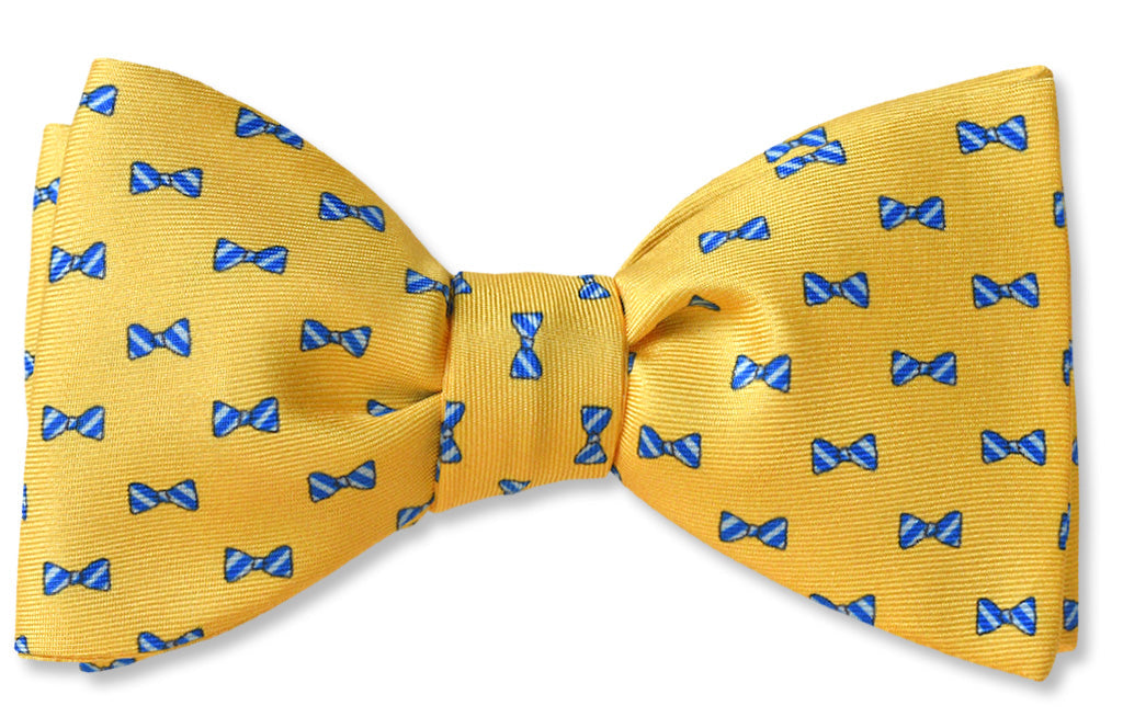 Yellow Bow Tie With a Bow Tie Theme on the Men's Bow Tie