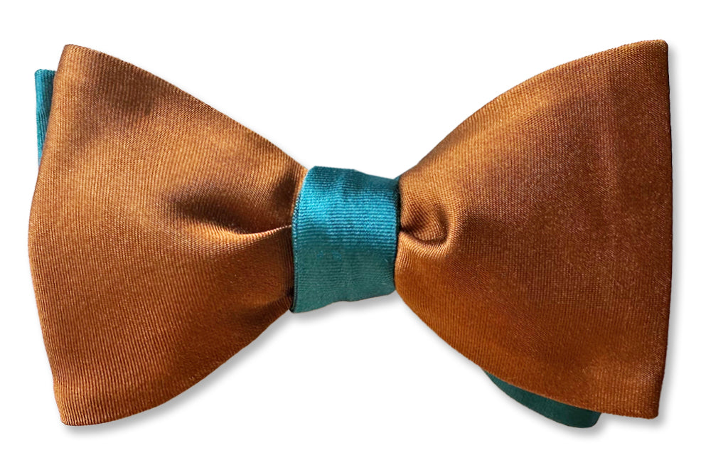 Brown/Teal Satin Pre-tied