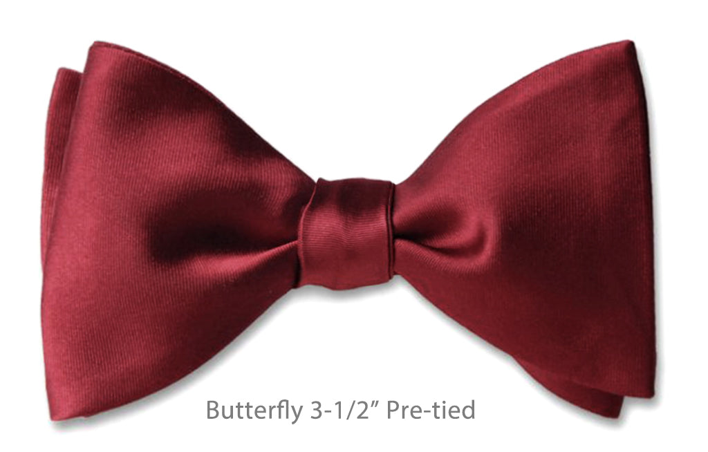 Burgundy Satin Butterfly 3-1/2" Pre-tied
