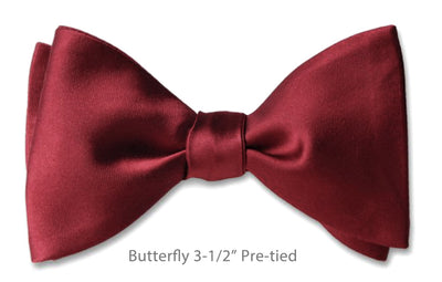 Burgundy Satin Butterfly 3-1/2" Pre-tied