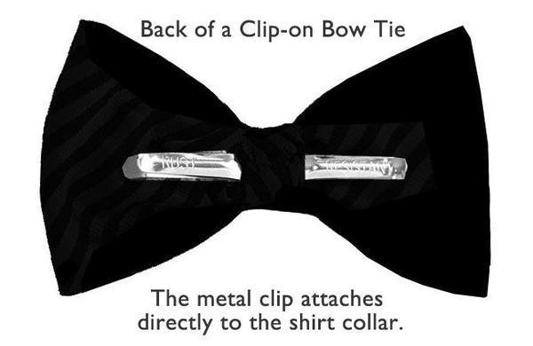 Black Silk Clip-on Bow Tie
